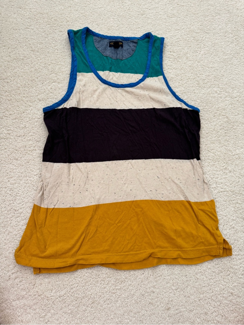 Men’s CPO provisions Striped Multicolor Tank Top - Mustard, Black, Cream, Teal